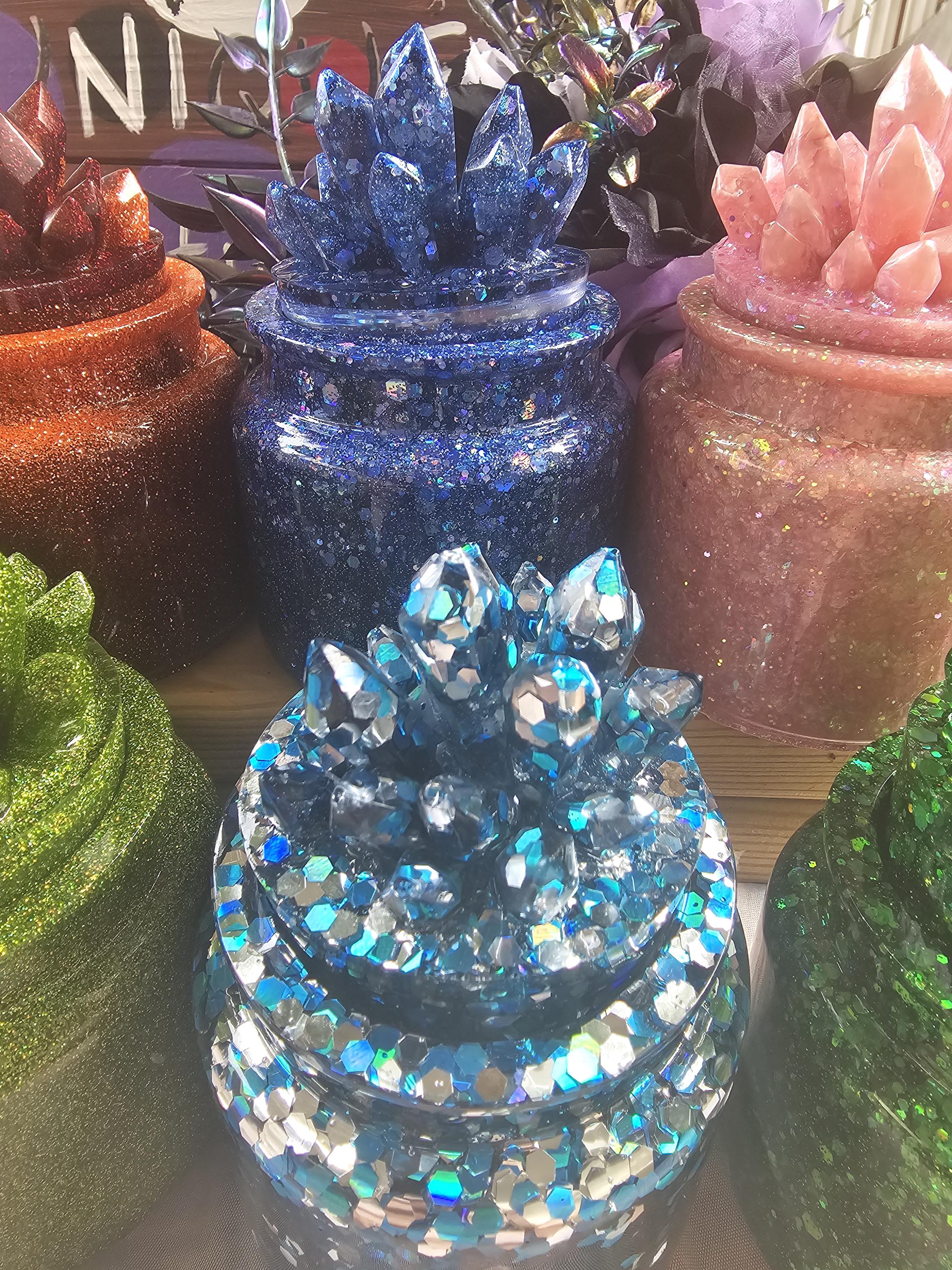 Garnet Crystal Apothecary Jar | Handmade Resin Crystal Jar