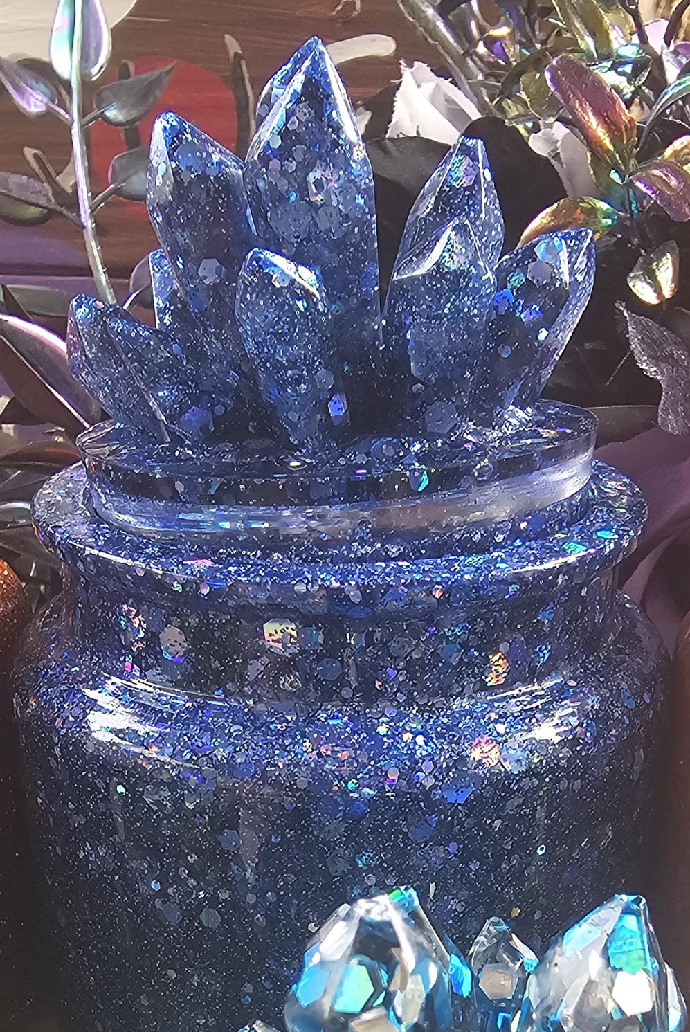Blue Topaz Crystal Apothecary Jar | Handmade Resin Crystal Jar