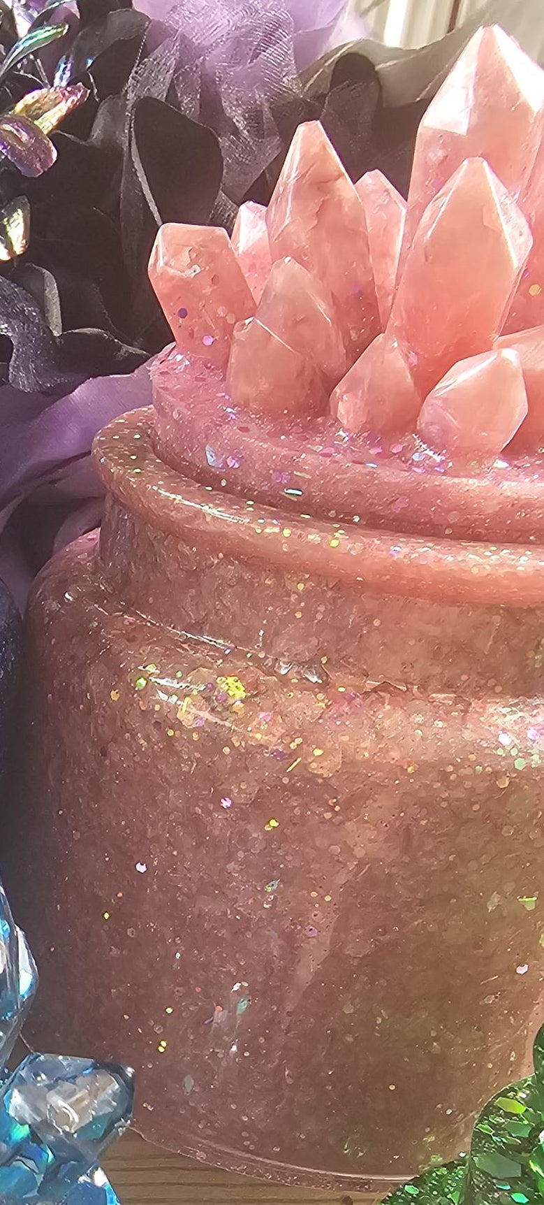 Pink Sapphire Crystal Apothecary Jar | Handmade Resin Crystal Jar