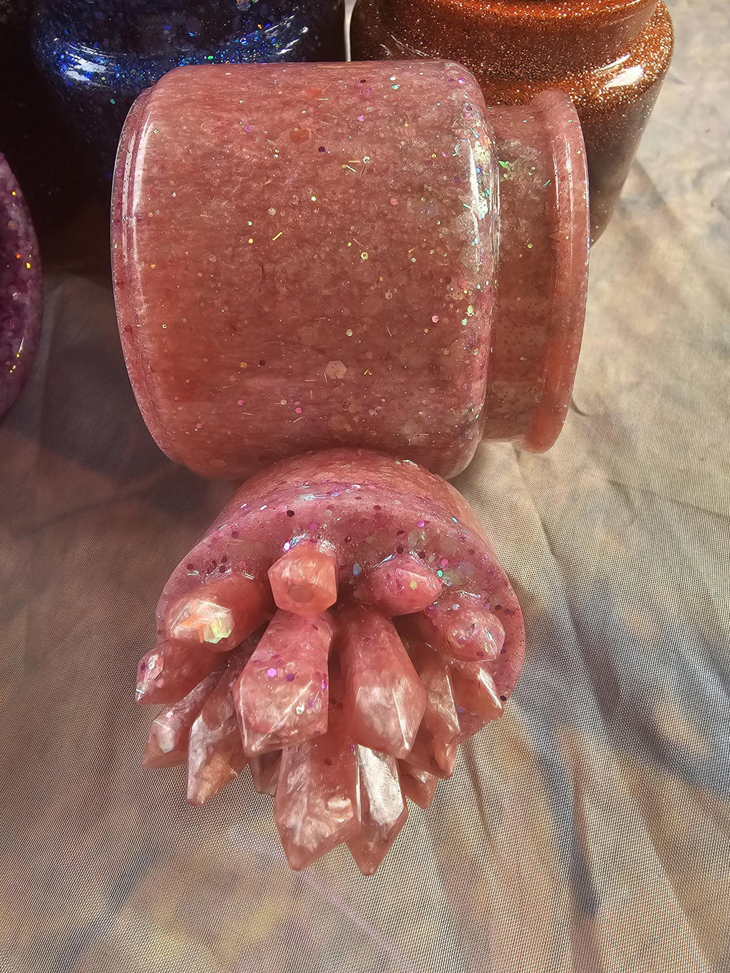 Pink Sapphire Crystal Apothecary Jar | Handmade Resin Crystal Jar