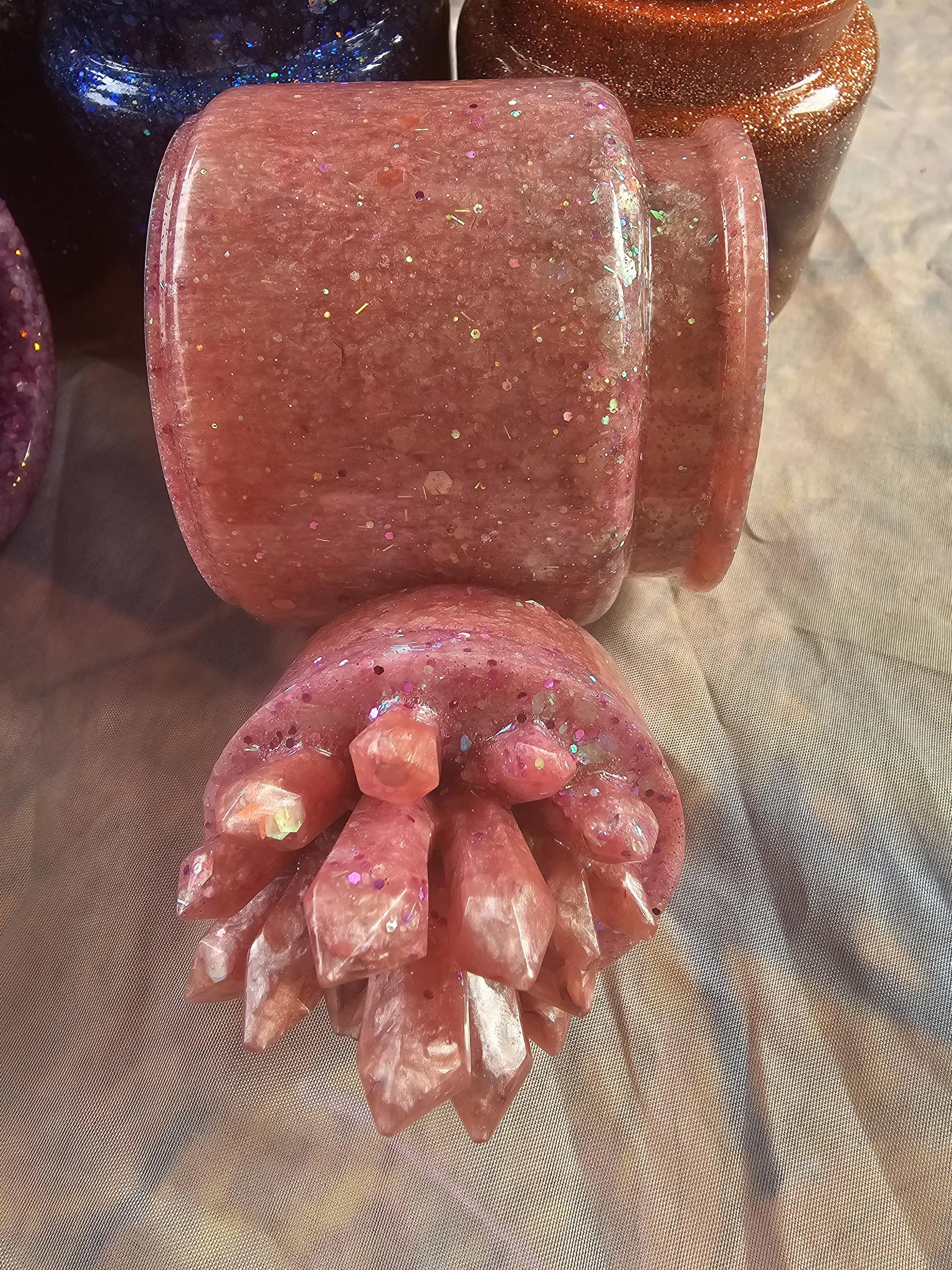 Pink Sapphire Crystal Apothecary Jar | Handmade Resin Crystal Jar