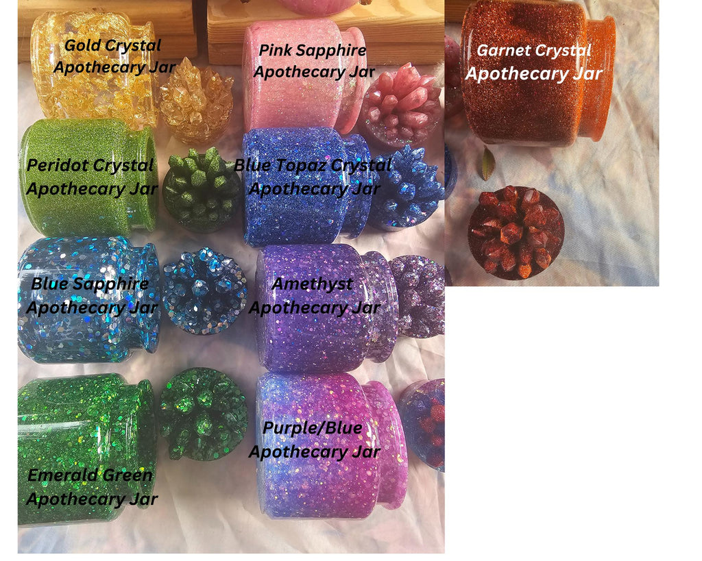 Garnet Crystal Apothecary Jar | Handmade Resin Crystal Jar