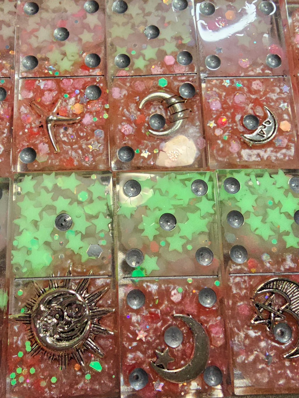 Pink Celestial Domino Set | Handmade Resin Dominoes
