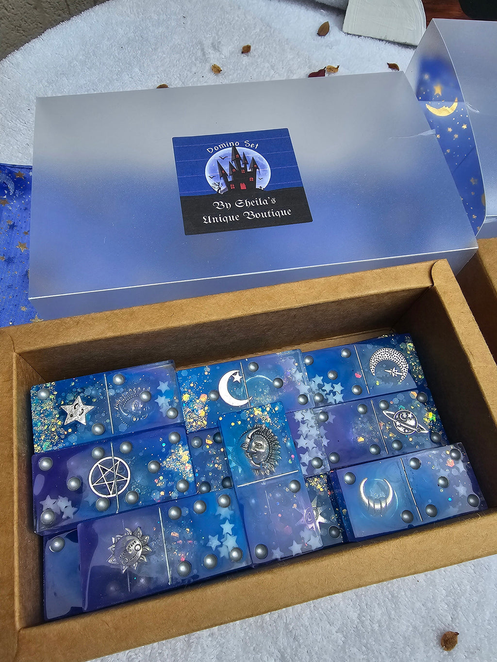 Blue/Purple Celestial Domino Set | Handmade Resin Dominoes