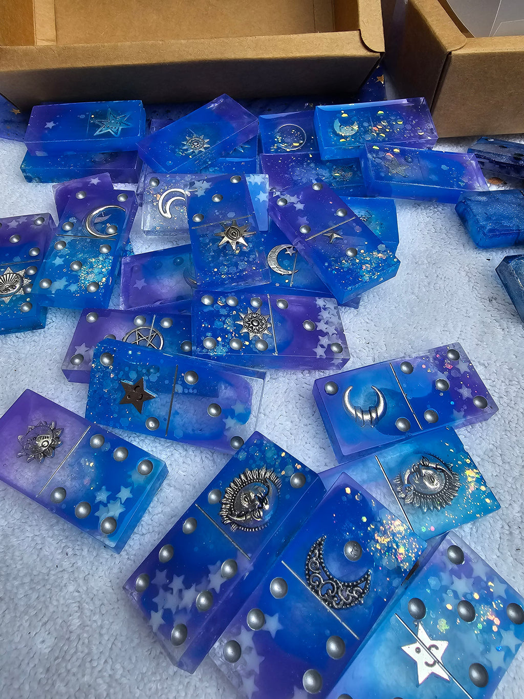 Celestial Mexican Train Domino Set | Handmade Resin Dominoes