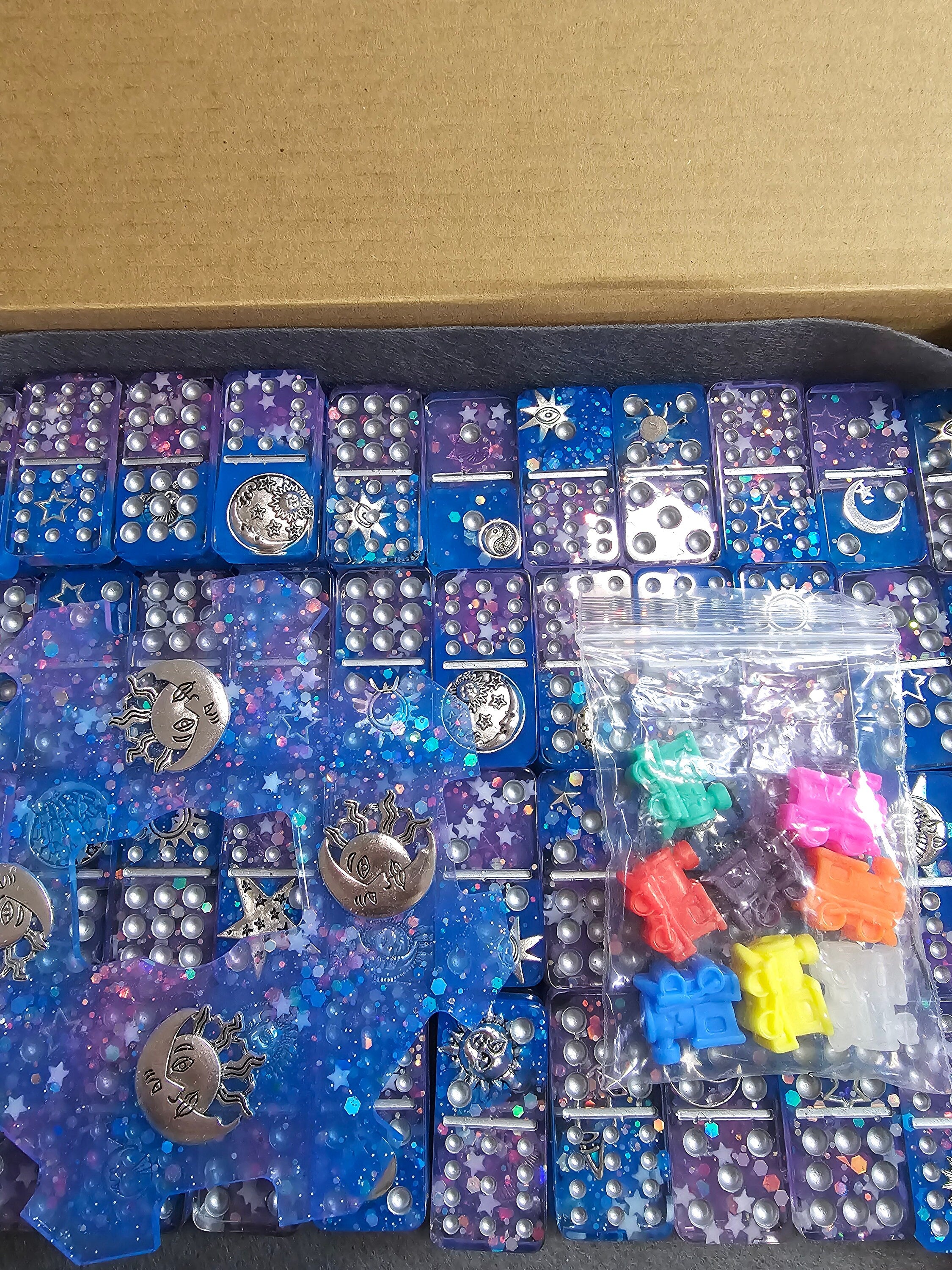 Celestial Mexican Train Domino Set | Handmade Resin Dominoes