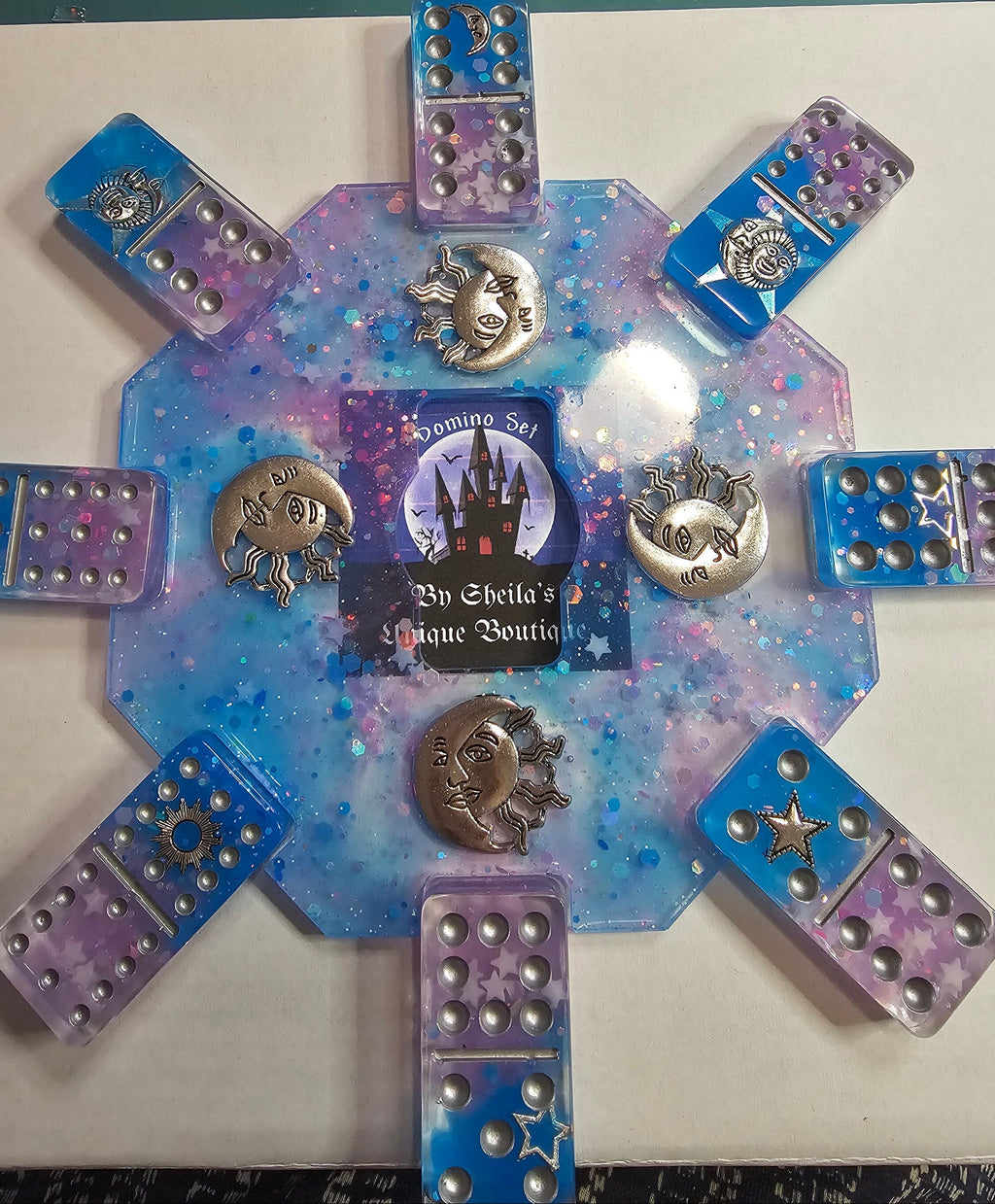 Celestial Mexican Train Domino Set | Handmade Resin Dominoes