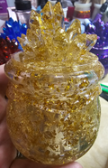 Gold Crystal Cauldron Resin Jar: Witchy Stash Box & Trinket Jar