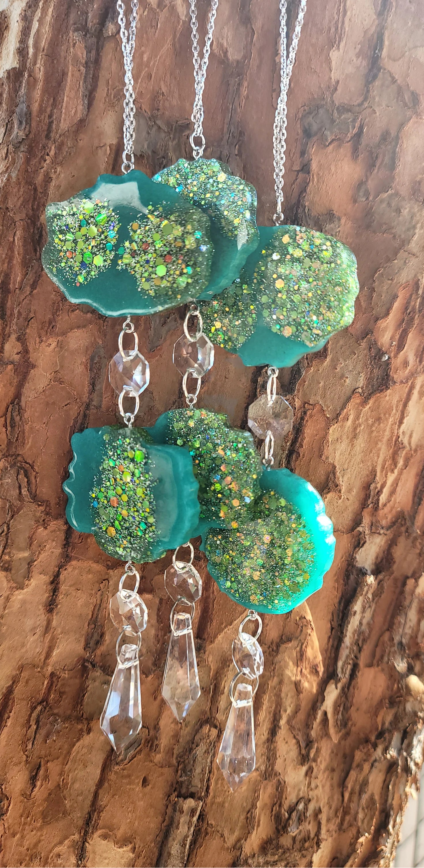 Green Geode Prism Suncatcher | Handmade Resin Crystal Rainbow Maker