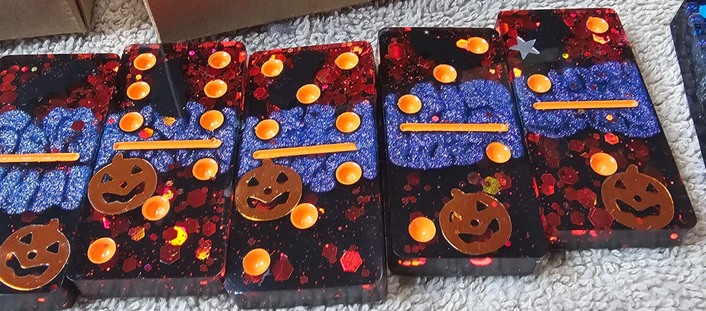 Spooky Domino Set | Handmade Resin Halloween Dominoes