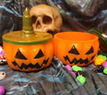 Jack-O-Lantern Resin Stash Jar | Handmade Spooky Halloween Decor
