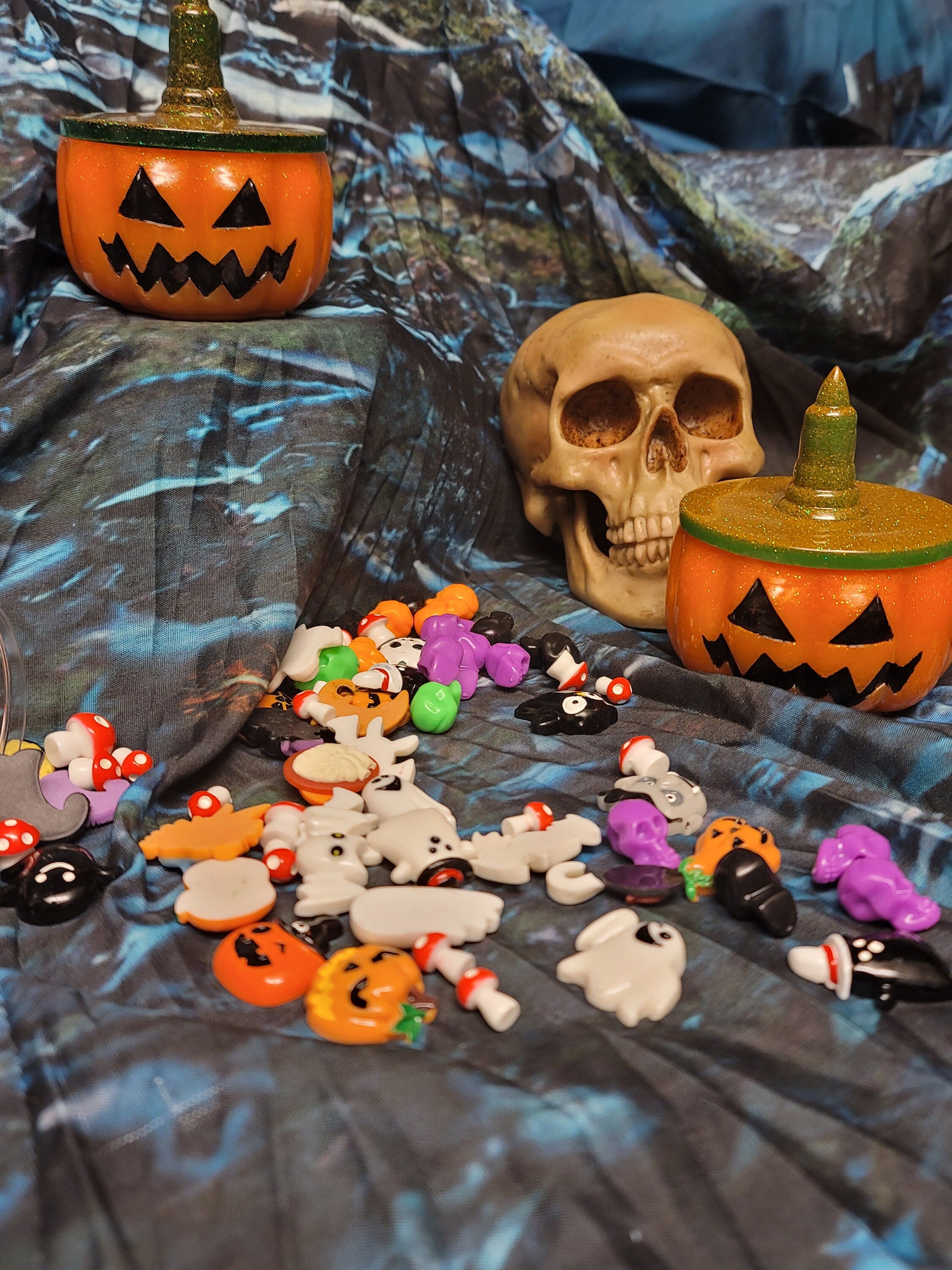 Jack-O-Lantern Resin Stash Jar | Handmade Spooky Halloween Decor
