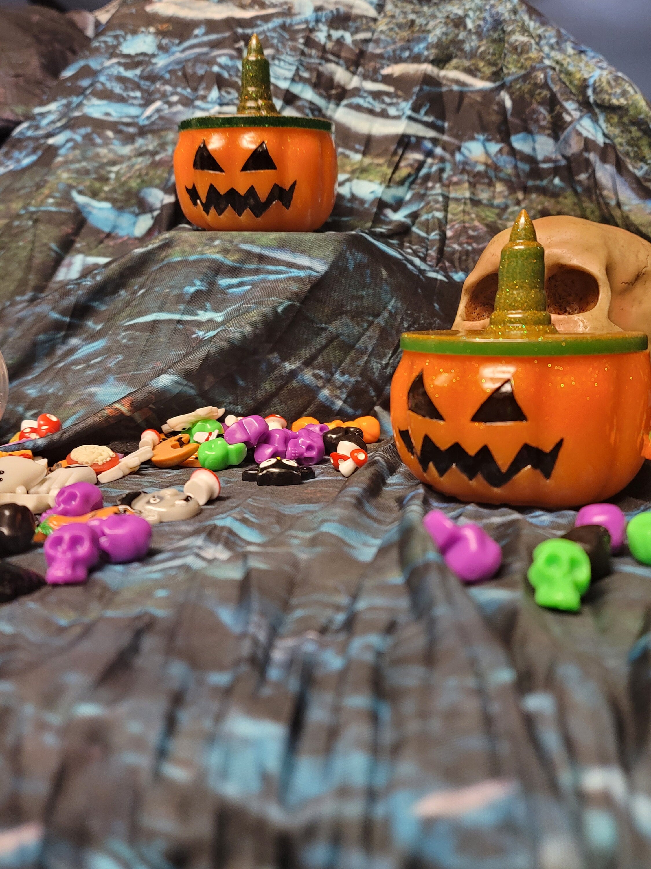 Jack-O-Lantern Resin Stash Jar | Handmade Spooky Halloween Decor