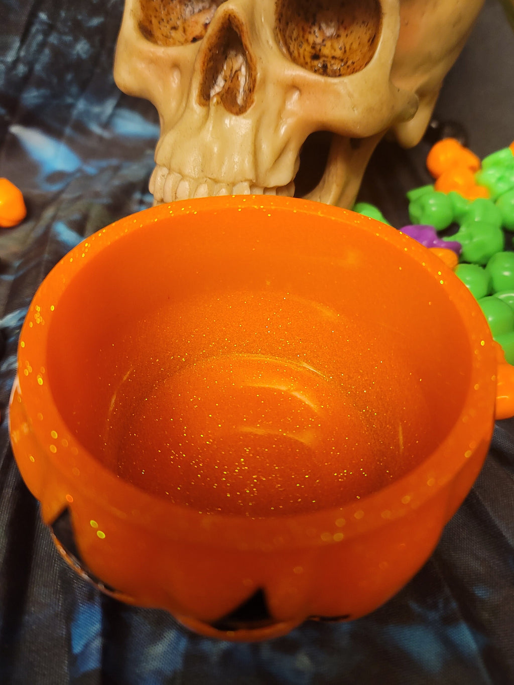 Jack-O-Lantern Resin Stash Jar | Handmade Spooky Halloween Decor