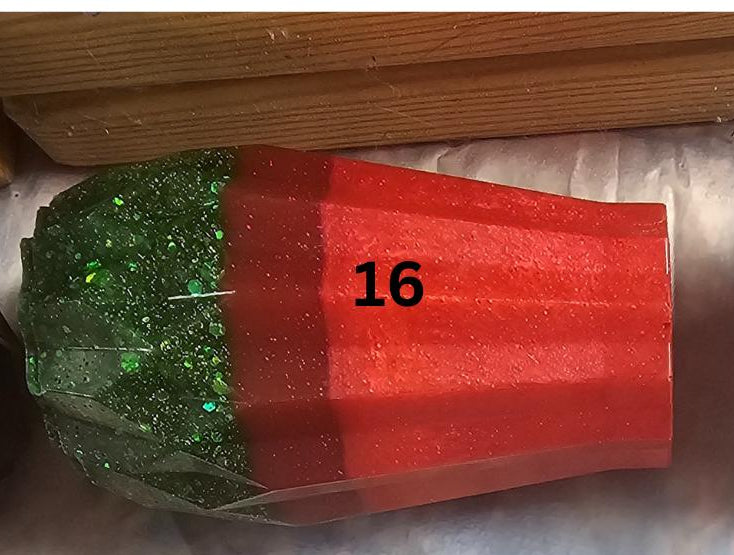 Junk Vase No. 16 | Green & Red Glitter Two-Tone Resin Vase