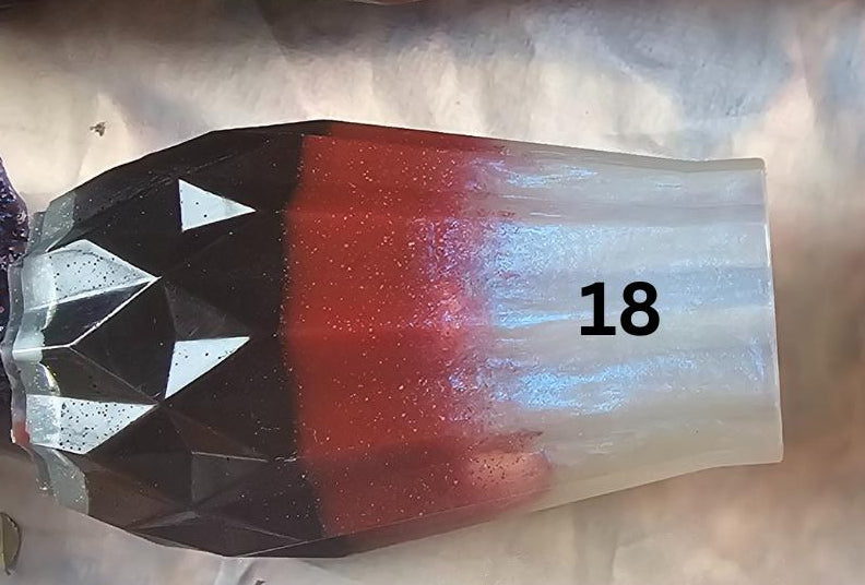 Junk Vase No. 18 | Black, Red & White Ombre Resin Vase