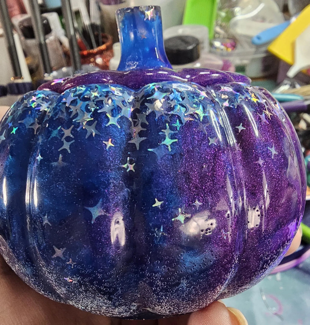 Midnight Galaxy Pumpkin Jar | Handmade Resin Star Pumpkin Decor