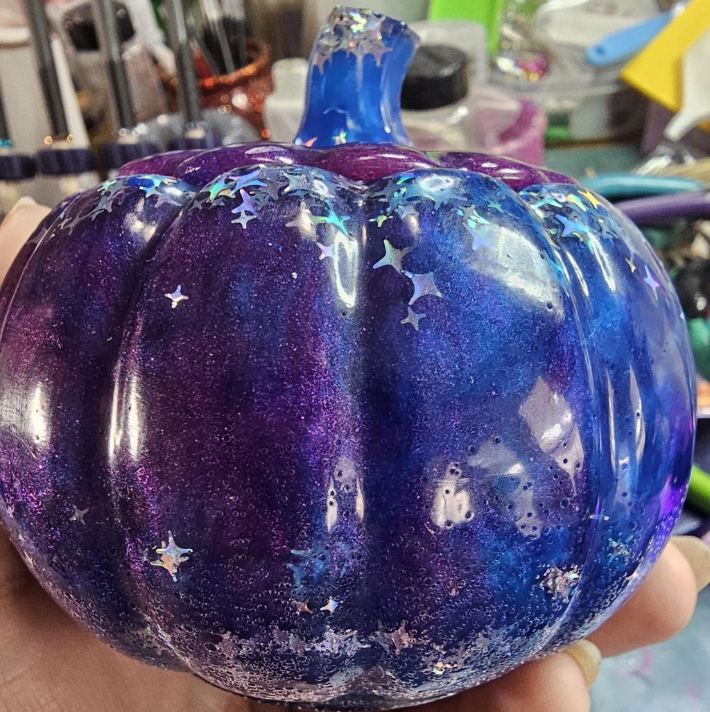 Midnight Galaxy Pumpkin Jar | Handmade Resin Star Pumpkin Decor