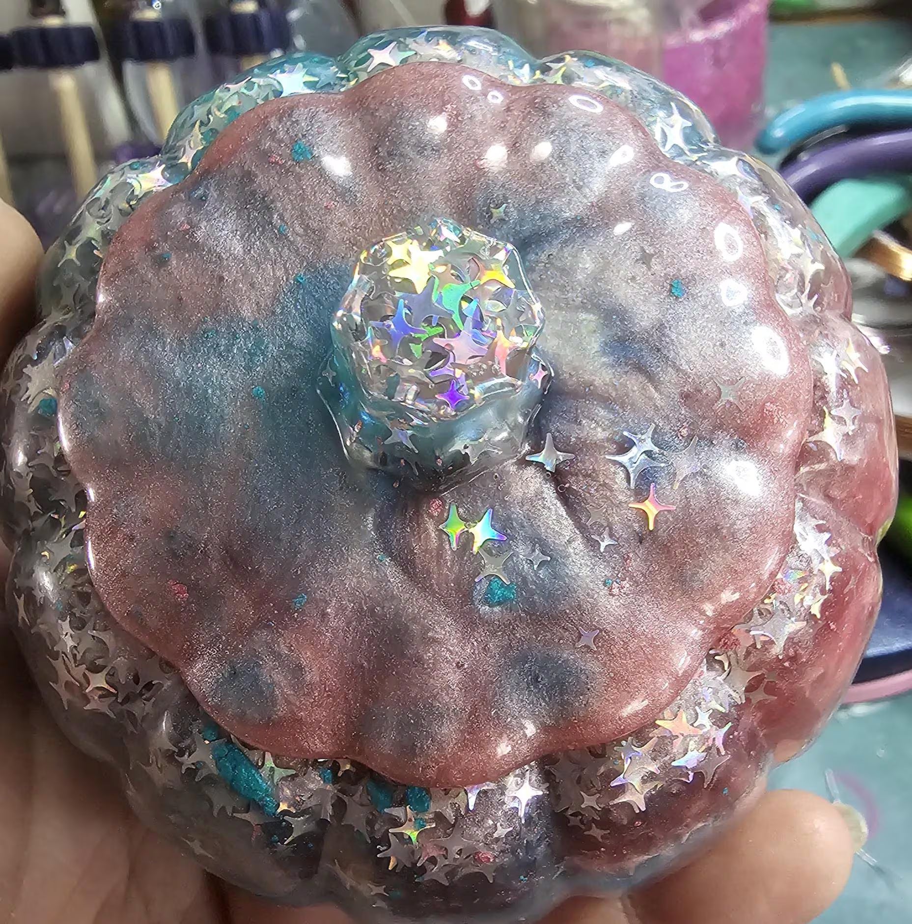 Cosmic Pumpkin Jar | Handmade Resin Star Pumpkin Decor