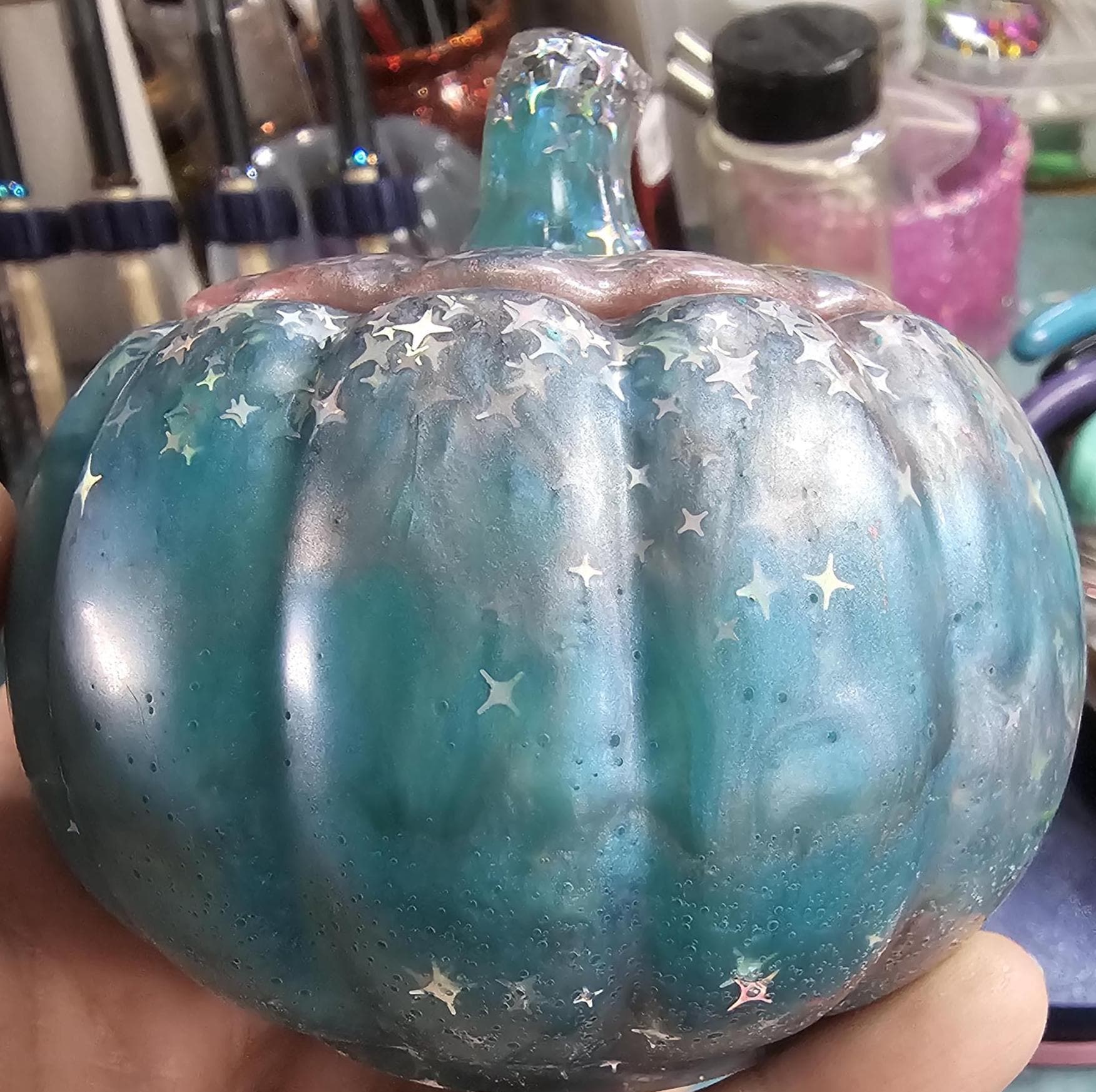 Cosmic Pumpkin Jar | Handmade Resin Star Pumpkin Decor