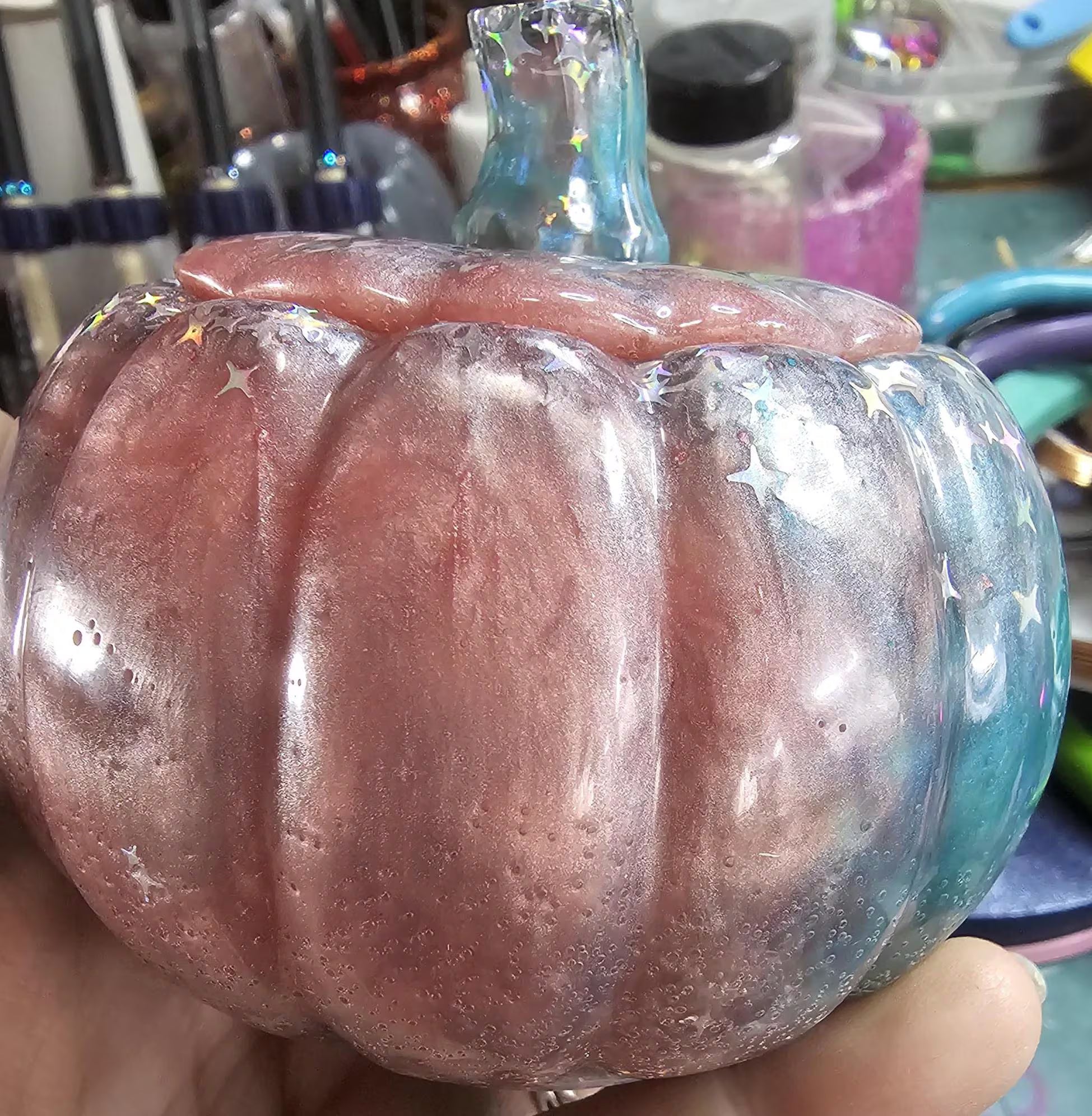 Cosmic Pumpkin Jar | Handmade Resin Star Pumpkin Decor