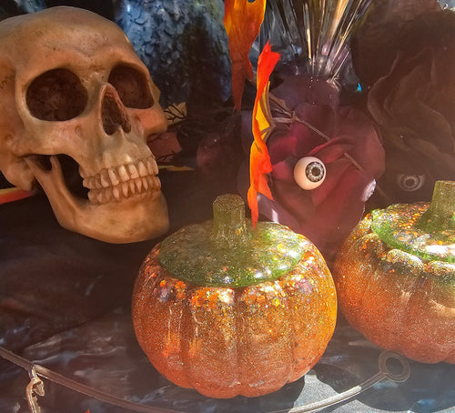 Classic Orange Pumpkin Jar | Handmade Resin Glitter Pumpkin Decor