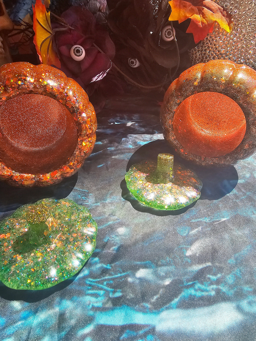 Classic Orange Pumpkin Jar | Handmade Resin Glitter Pumpkin Decor