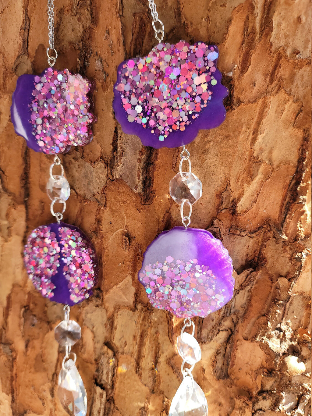 Purple Geode Prism Suncatcher | Handmade Resin Crystal Rainbow Maker