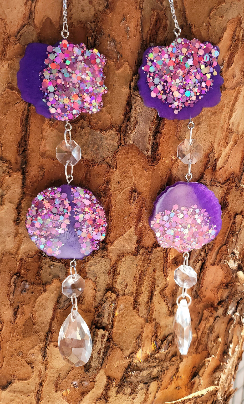 Purple Geode Prism Suncatcher | Handmade Resin Crystal Rainbow Maker
