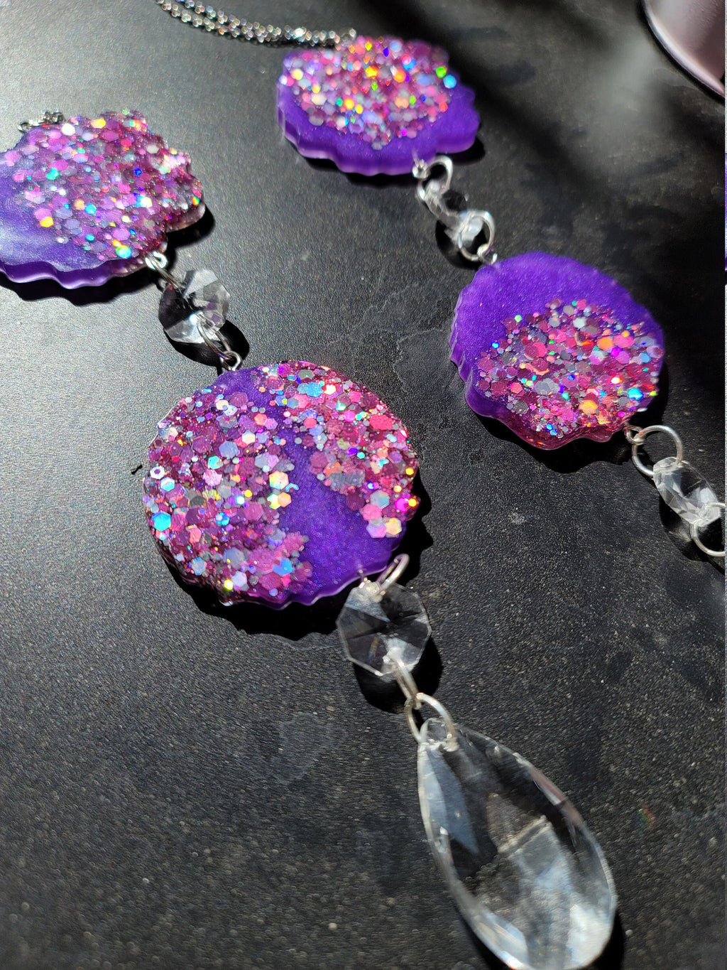 Purple Geode Prism Suncatcher | Handmade Resin Crystal Rainbow Maker