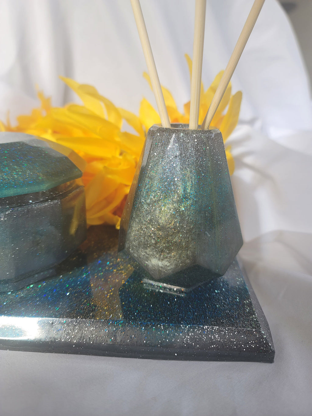 Junk Diffuser No. 3 — Champagne & Sage | One-of-a-Kind Handmade Resin Reed Diffuser