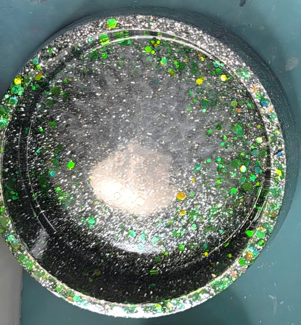 Midnight Sparkle Resin Junk Bowl | Black & Green Catchall