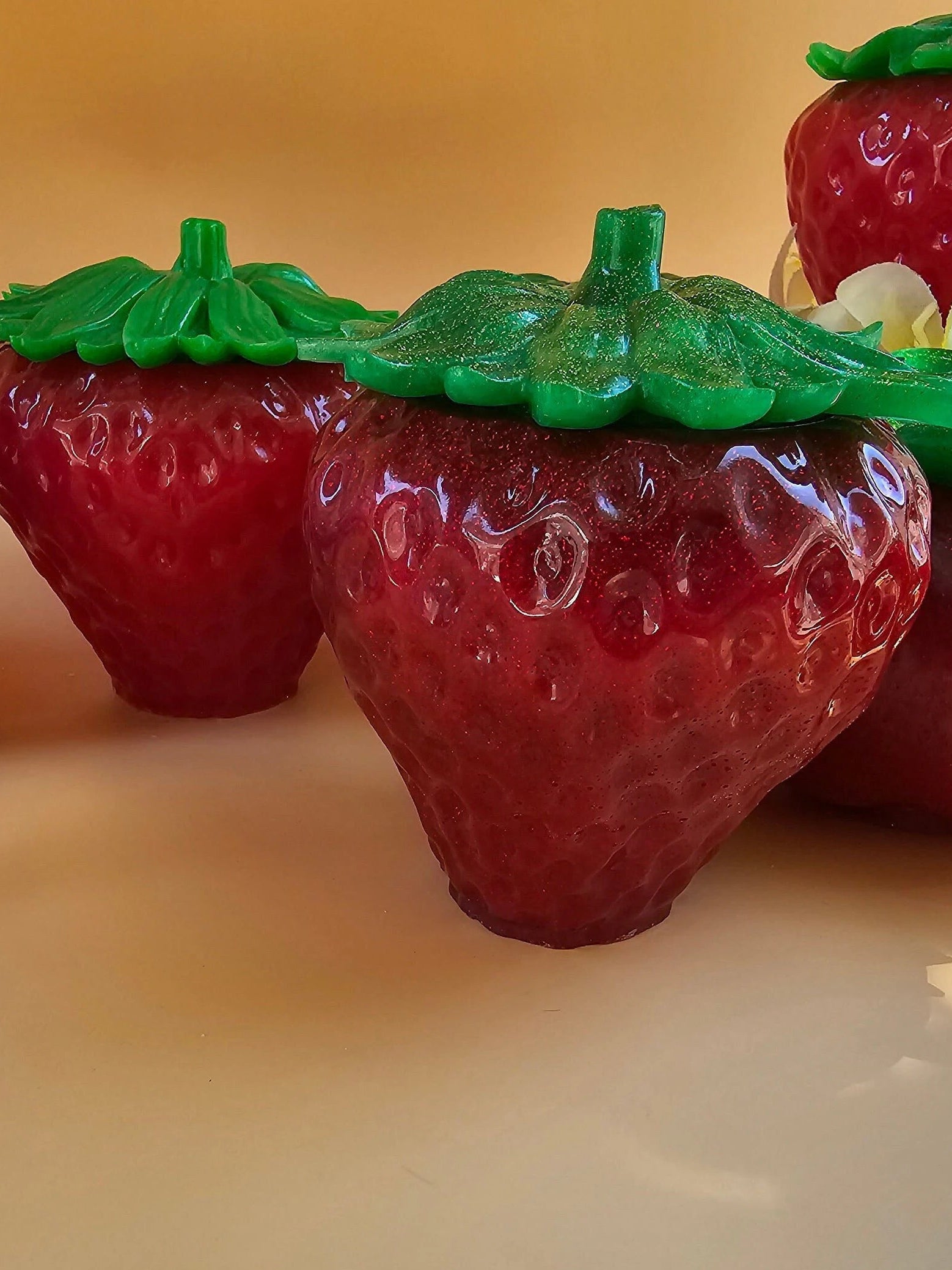 Handmade Resin Strawberry Trinket Jar: Sparkly Summer Decor