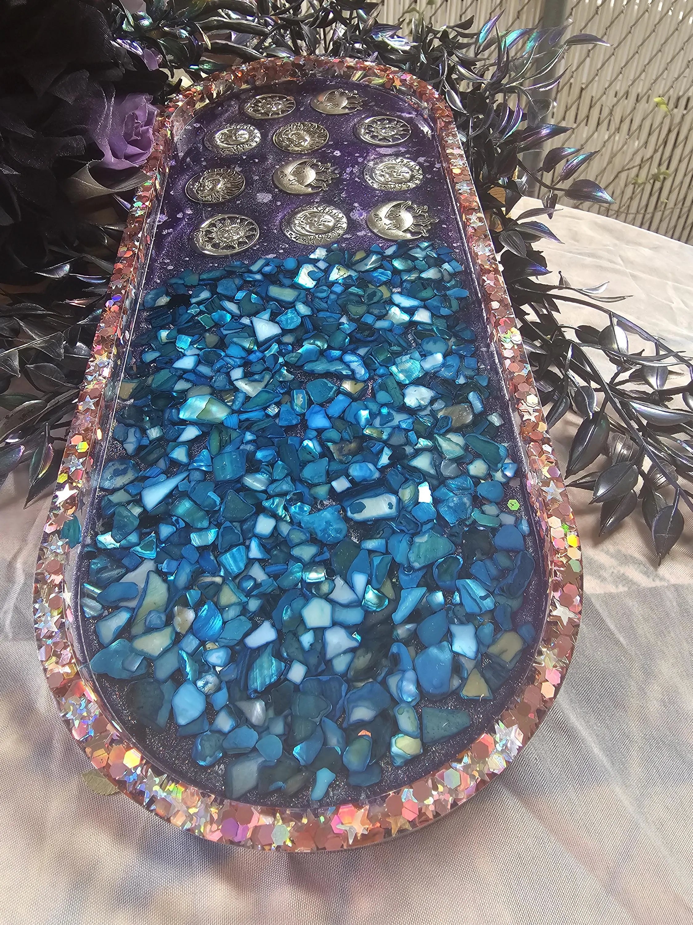 Sun & Moon Celestial XL Oval Tray | Handmade Resin Trinket Tray