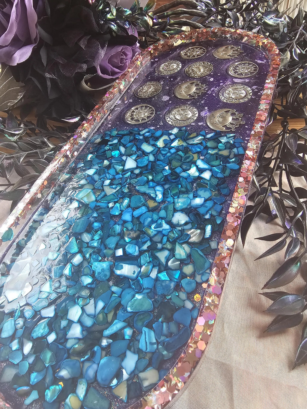 Sun & Moon Celestial XL Oval Tray | Handmade Resin Trinket Tray