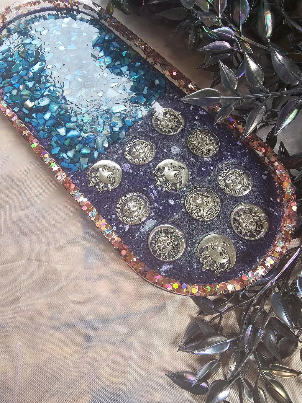 Sun & Moon Celestial XL Oval Tray | Handmade Resin Trinket Tray