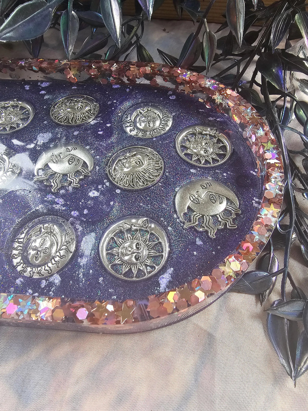 Sun & Moon Celestial XL Oval Tray | Handmade Resin Trinket Tray