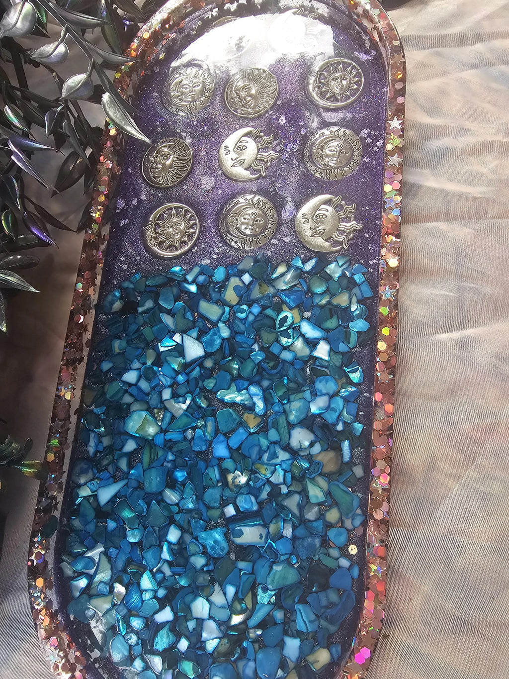 Sun & Moon Celestial XL Oval Tray | Handmade Resin Trinket Tray