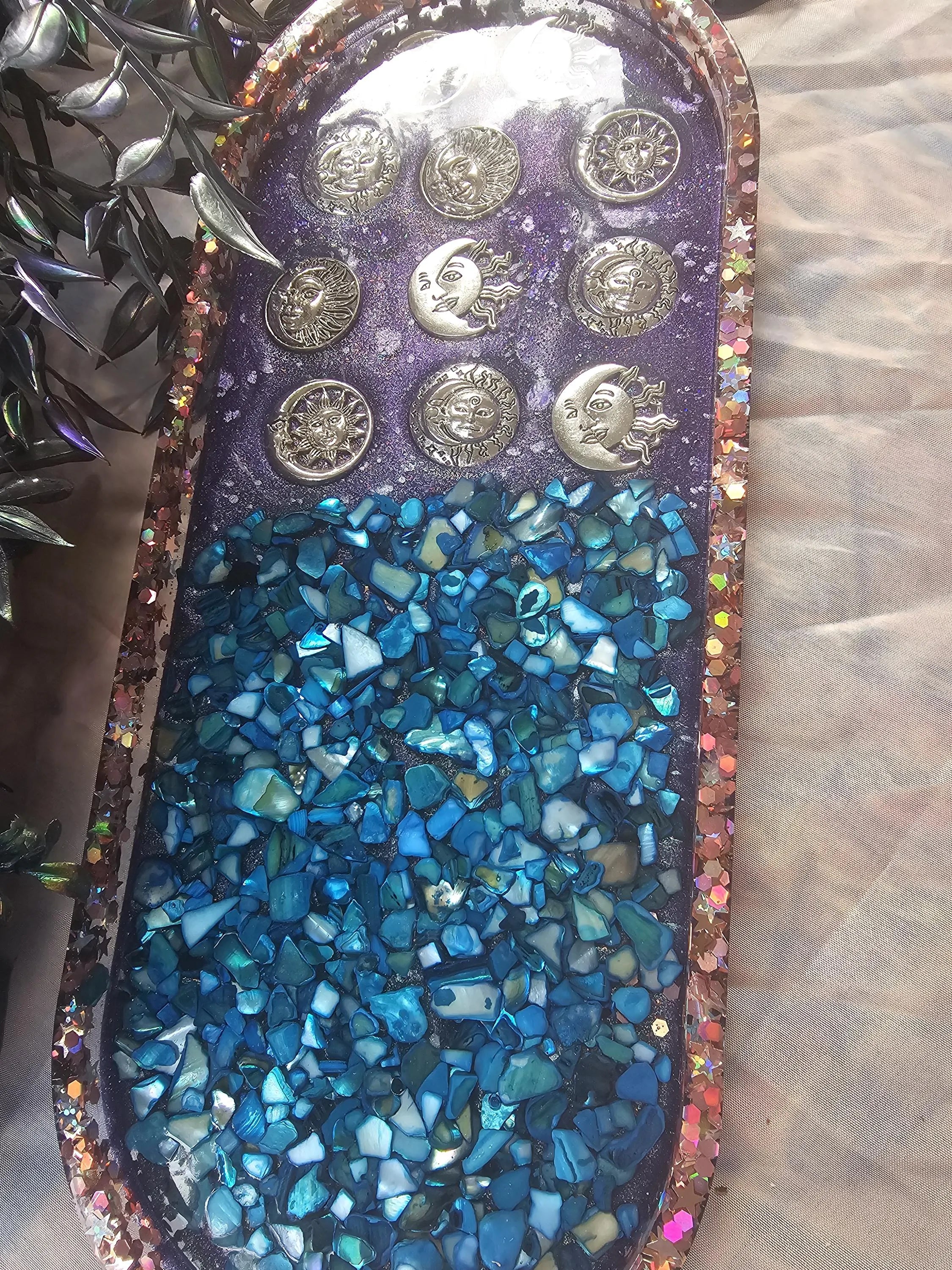 Sun & Moon Celestial XL Oval Tray | Handmade Resin Trinket Tray