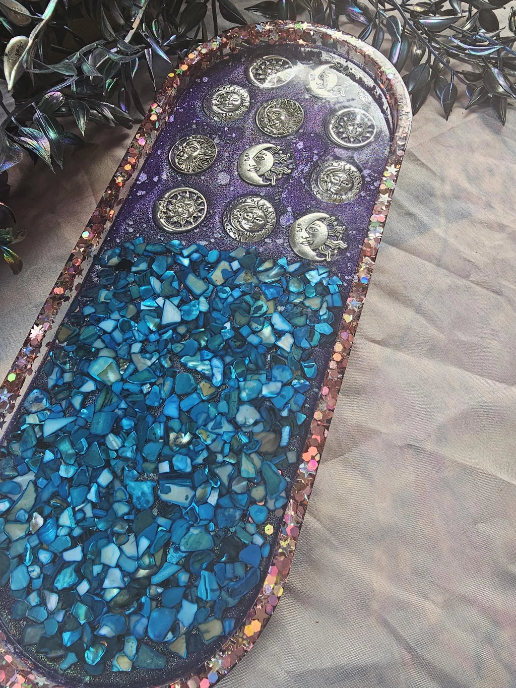 Sun & Moon Celestial XL Oval Tray | Handmade Resin Trinket Tray