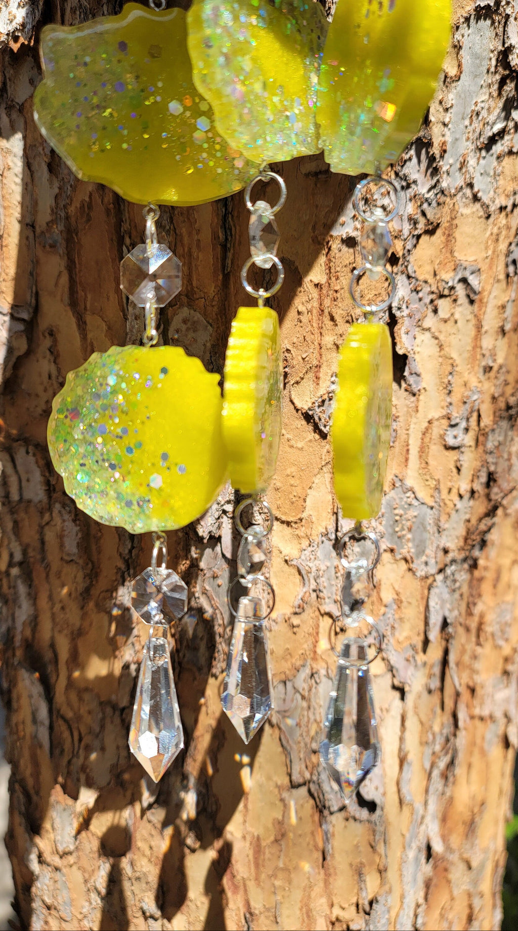 Yellow Geode Prism Suncatcher | Handmade Resin Crystal Rainbow Maker