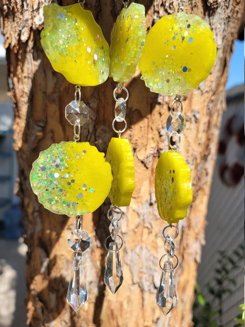 Yellow Geode Prism Suncatcher | Handmade Resin Crystal Rainbow Maker