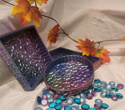 Cobblestone Rectangle Tray | Handmade Iridescent Resin Tray