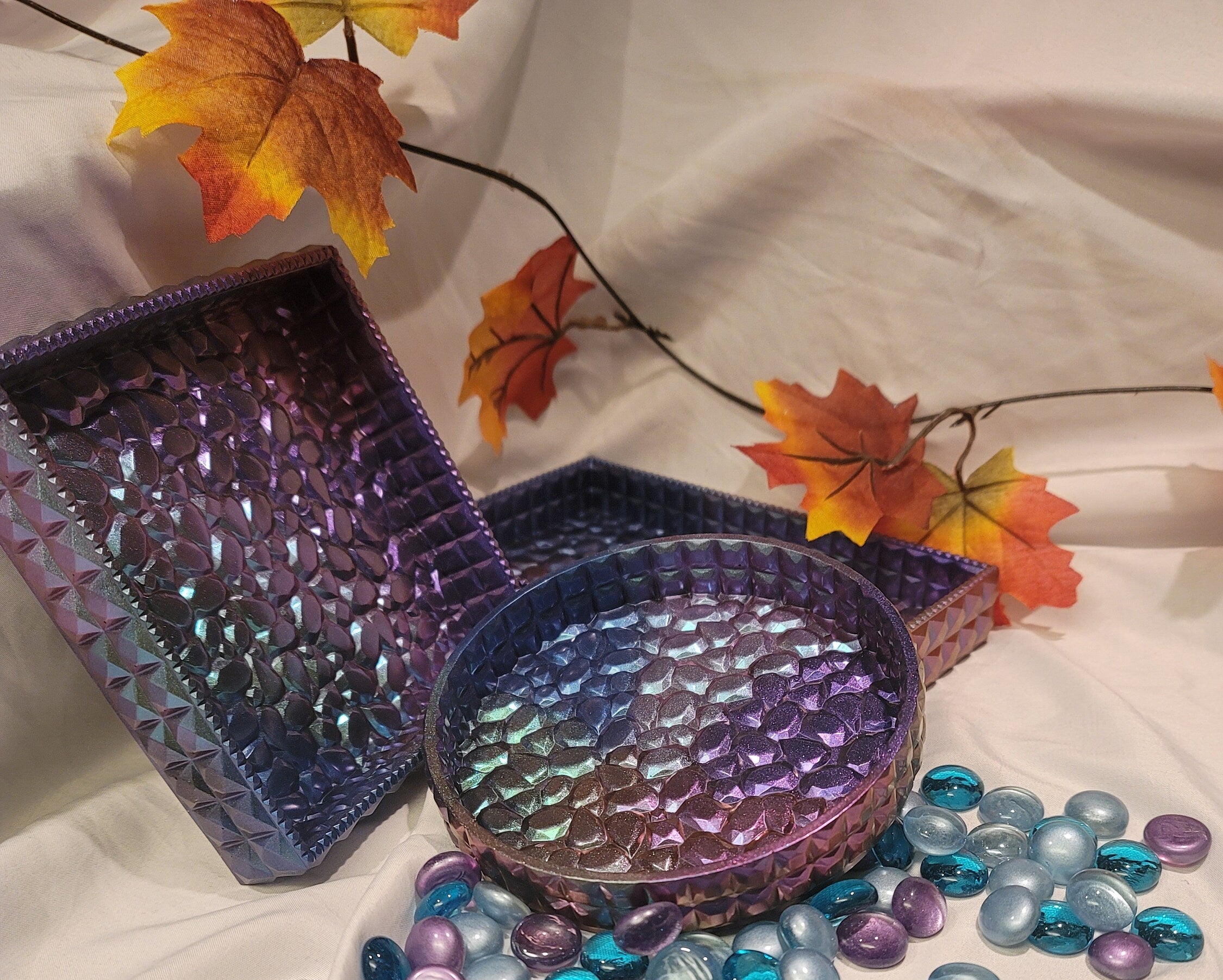 Cobblestone Square Tray | Handmade Iridescent Resin Tray