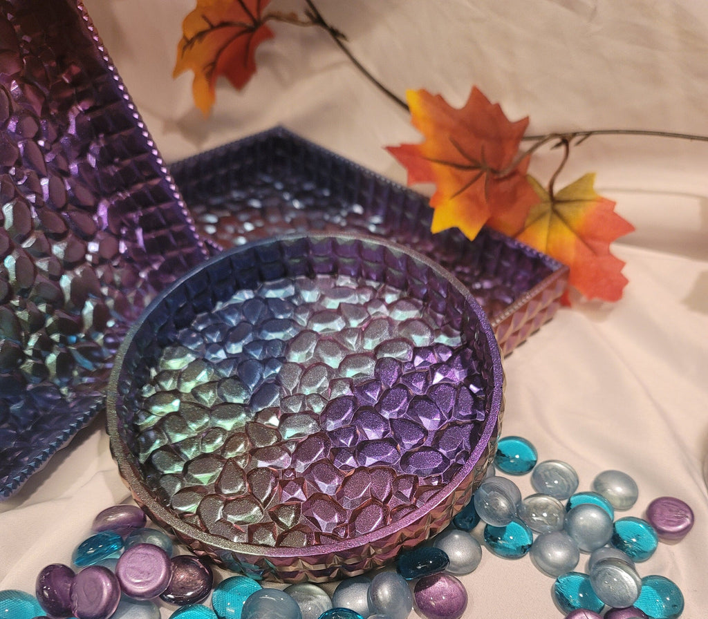 Cobblestone Rectangle Tray | Handmade Iridescent Resin Tray