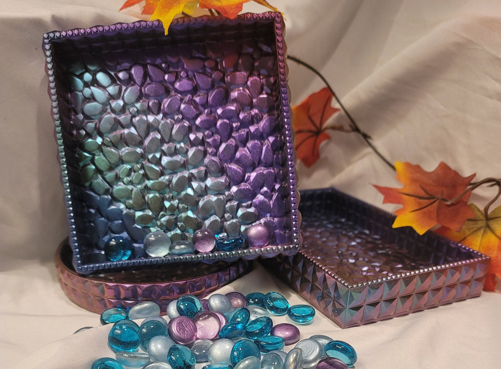 Cobblestone Rectangle Tray | Handmade Iridescent Resin Tray
