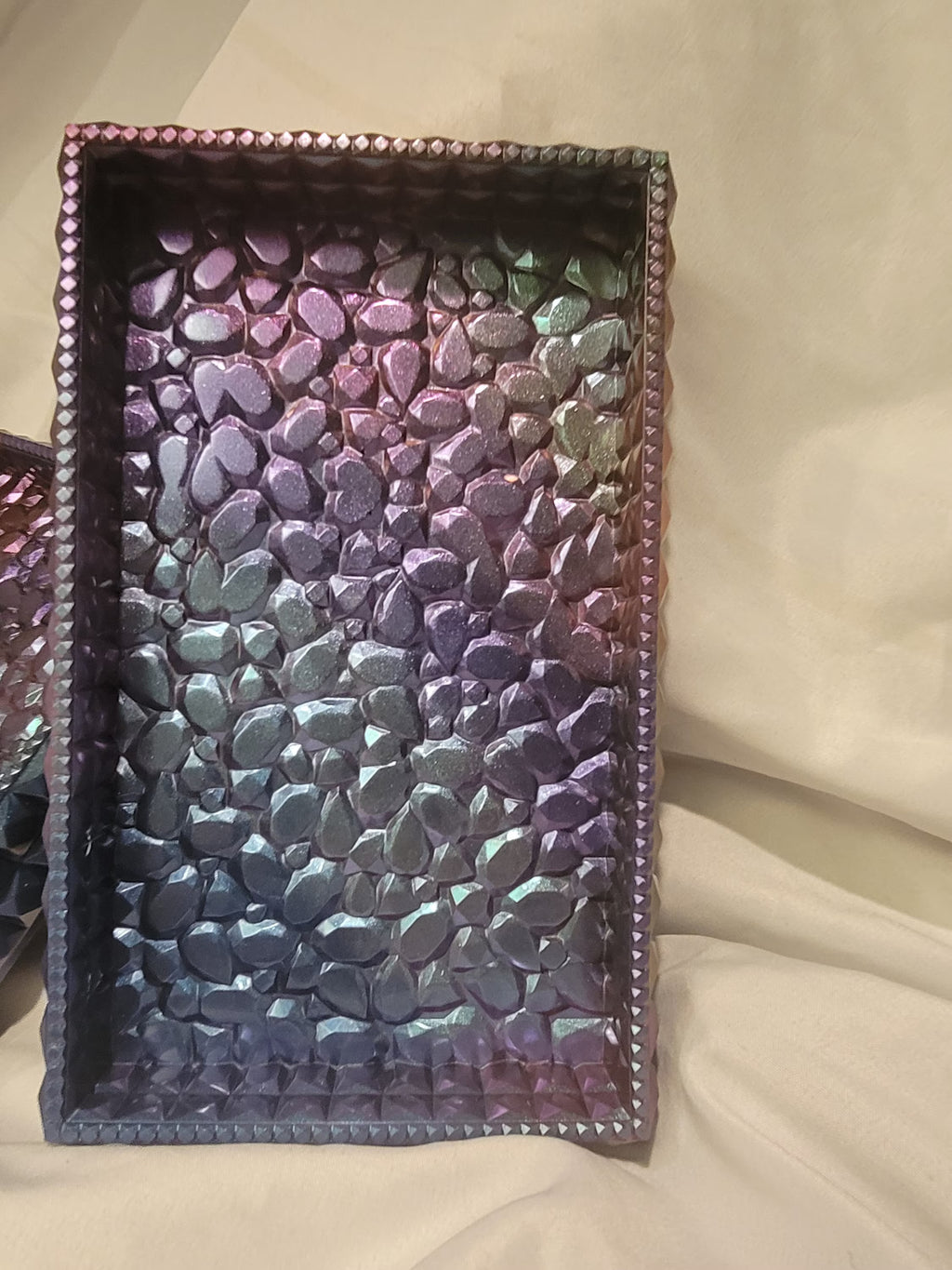 Cobblestone Square Tray | Handmade Iridescent Resin Tray