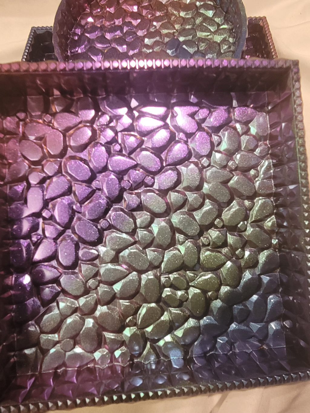 Cobblestone Rectangle Tray | Handmade Iridescent Resin Tray