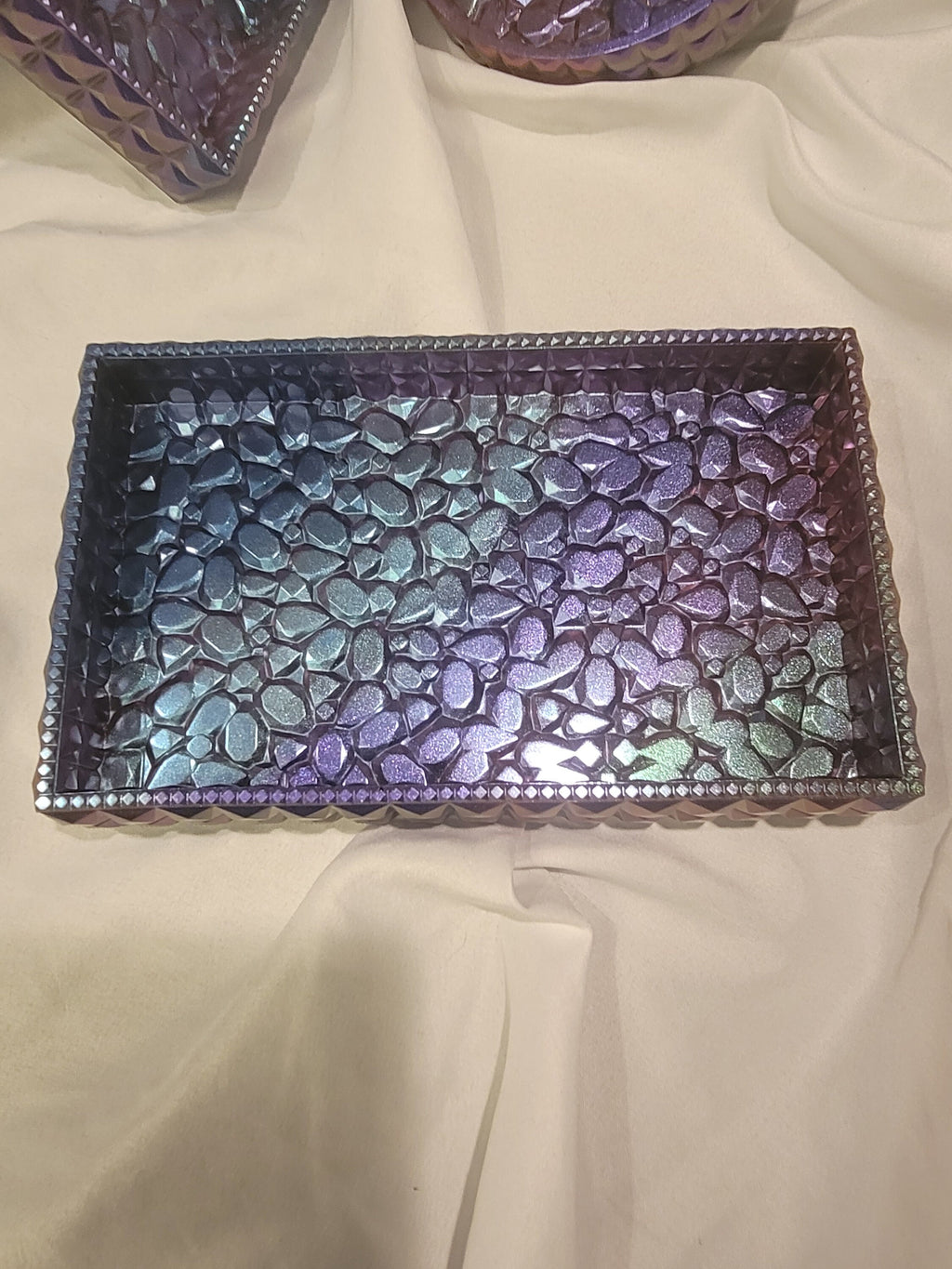 Cobblestone Rectangle Tray | Handmade Iridescent Resin Tray