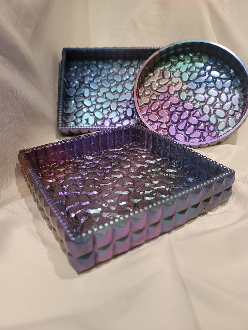 Cobblestone Square Tray | Handmade Iridescent Resin Tray